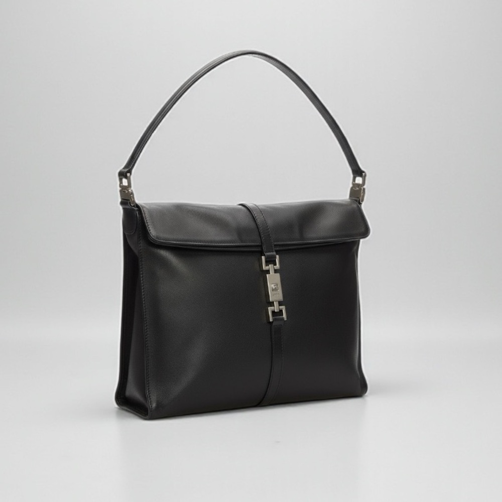 Gucci Calfskin Leather Jackie Shoulder Bag In Black
